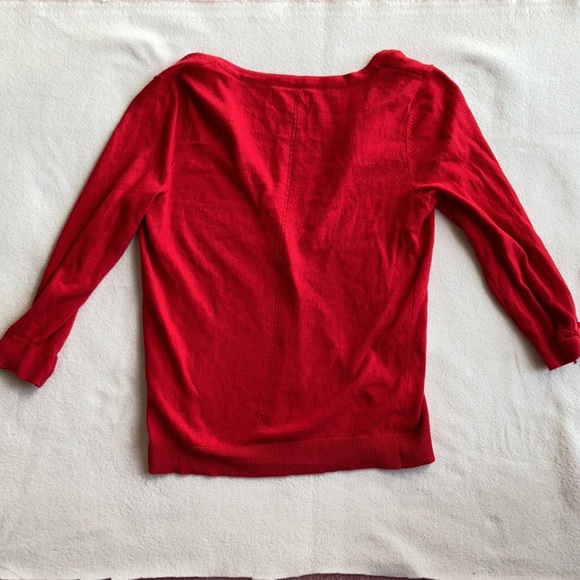 ELLE | Red Cardigan w/ Rhinestone Buttons - Picture 2 of 8